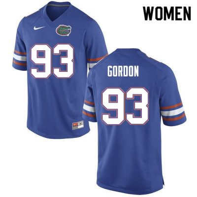 Women's Florida Gators #93 Moses Gordon NCAA Nike Blue Authentic Stitched College Football Jersey ORD2562OD